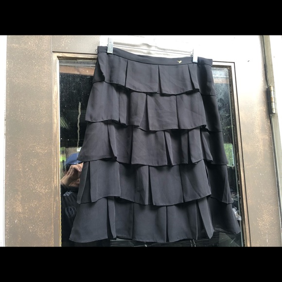 Chettab Evening Black Ruffle Midi Skirt Size 10 - Picture 3 of 11